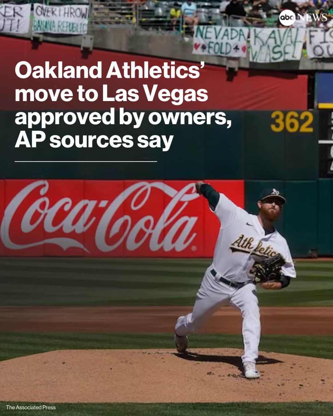 ABC Newsのインスタグラム：「The Oakland Athletics' move to Las Vegas has been unanimously approved by their Major League Baseball owners, sources of The Associated Press confirm.  After years of complaints about the Oakland Coliseum and an inability to gain government assistance for a new ballpark in the Bay area, the A’s plan to move to a new stadium — to be built on the Las Vegas Strip with $380 million in public financing —  was approved by the Nevada government.   The A’s lease at the Coliseum expires after the 2024 season and it remains unclear where the team will play before a new ballpark opens, in 2027 at the earliest. Read more at the link in bio.」