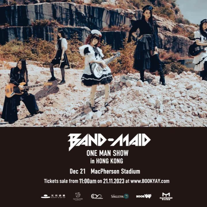 BAND-MAIDのインスタグラム：「BAND-MAID will hold a performance in Hong Kong! Please see below for details.  https://bandmaid.tokyo/contents/690912  ▼ ▽ ▼ ▽ ▼ 門 票 公 開 發 售 詳 情 ▼ ▽ ▼ ▽ ▼ 2023年 11 月 21 日（星期二） 早上 11 時起 https://bookyay.com . ▽ ▼ ▽ ▼ ▽ ▼ 演 出 詳 情 ▼ ▽ ▼ ▽ ▼ ▽ 《BAND-MAID  ONE MAN SHOW in Hong Kong 2023》 演出日期：2023年 12月 21 日（星期四） 演出地點：旺角麥花臣場館 演出時間：晚上 8 時正 門票： 港幣 $888(企位)／ $888（座位）／ $688（座位） 主辦單位：光尚娛樂 聯合主辦單位：Daymaker Creatives、CCY Entertainment 全力支持：Singleton  ▽ ▼ ▽ ▼ ▽ ▼ Ticketing ▼ ▽ ▼ ▽ ▼ ▽ Ticket Sales Open: 21 Nov, 2023 (Tuesday) Starting from 11:00 AM www.bookyay.com . ▽ ▼ ▽ ▼ ▽ ▼ Concert Details ▼ ▽ ▼ ▽ ▼ ▽ 《BAND-MAID  ONE MAN SHOW in Hong Kong 2023》 Concert Date: 21 December, 2023 (Thursday) Venue: MacPherson Stadium, Mongkok Showtime: 8:00 PM Tickets: HKD $888 (Standing) / $888 (Seating) / $688 (Seating) Organizer: SSU Entertainment HK Co-organizer: Daymaker Creatives, CCY Entertainment Supported By: Singleton  We apologize for the incorrect display of the name and image of the show due to a mistake on the part of the overseas side.  #bandmaid」