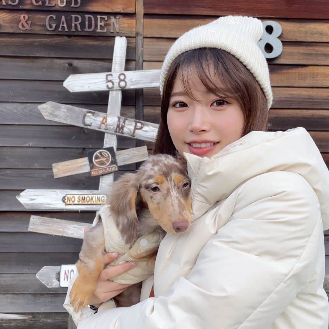 黒川さくらのインスタグラム：「愛犬ちょびちゃんとツーショット📸 カニンヘンダックス、現在5ヶ月です🐶 . . . . . . . . #被写体 #被写体モデル  #ポートレートモデル #カメラ #girl #instagirl  #fff  #team_jp_東 #portraitmodel  #model #lfl #diary_photo_jpn  #japanesegirl #instagood」