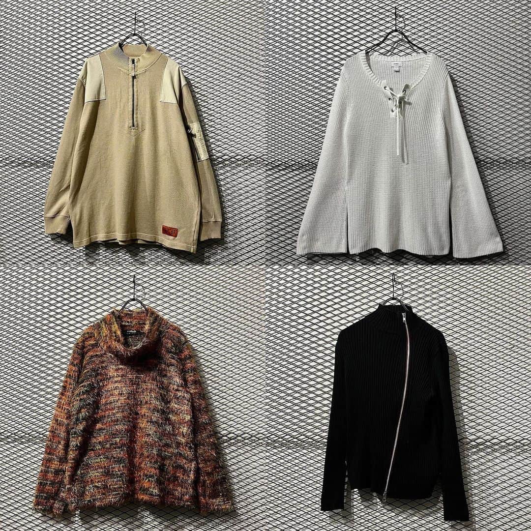 dudeのインスタグラム：「【 NEW ARRIVAL 】 ・ POLO JEANS - Switching Half Zip Knit ・ OLD NAVY - Braided Skipper Knit (White) ・ Used - Multicolor Shaggy High Neck Knit ・ Used - Circle Zip Design Knit ・ ・ ・ こちらの商品はdudeアカウントプロフィールのURL「dude online」より通販可能な商品となっております ・ @dude_harajuku @dude_harajuku_daily」