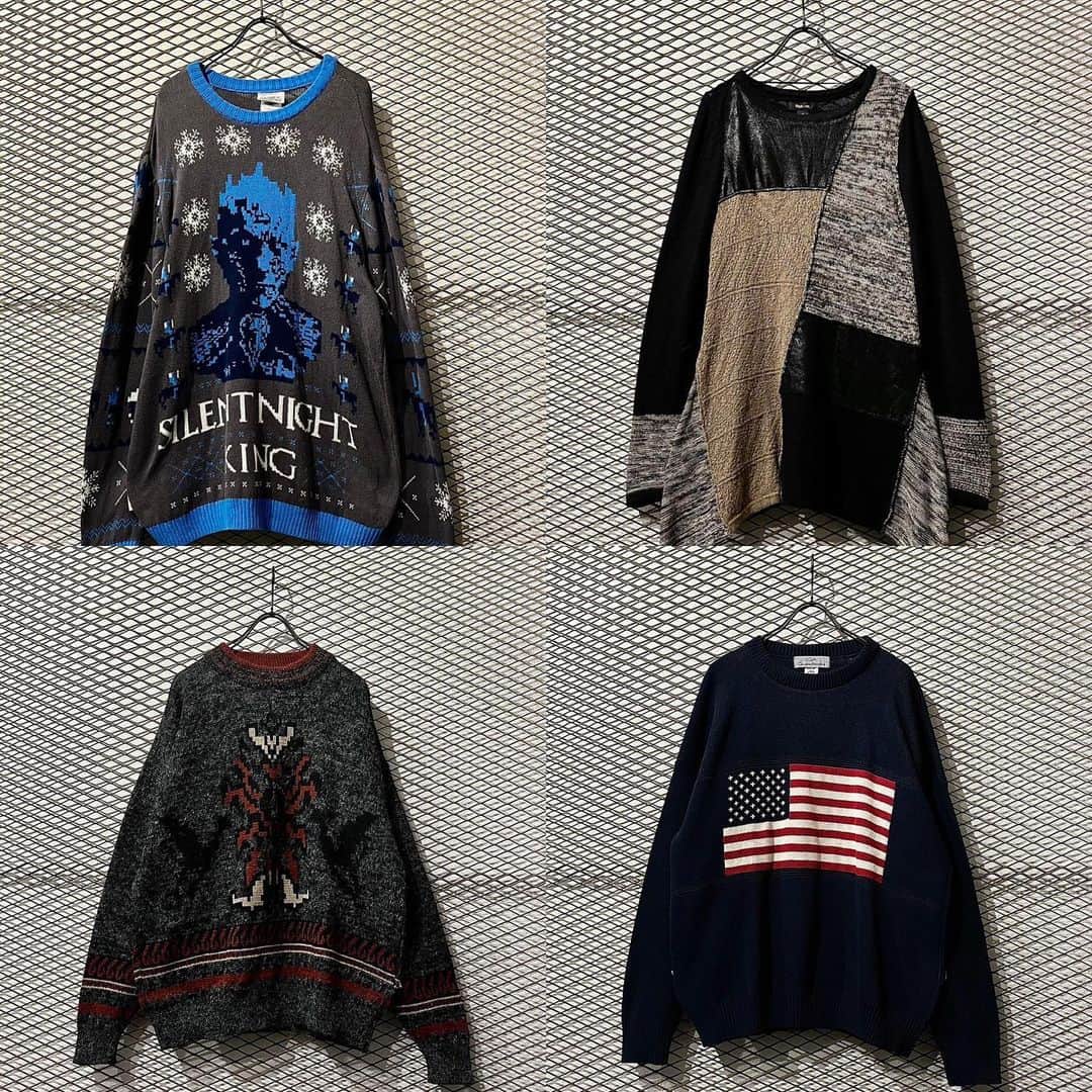 dudeのインスタグラム：「【 NEW ARRIVAL 】 ・ GAME OF THRONES - Graphic Over Knit ・ Style & Co - Different Materials Switching Knit ・ J.J.COCHRAN - Shaggy Over Ecuadorian Knit ・ Used - Stars and Stripes Knit ・ ・ ・ こちらの商品はdudeアカウントプロフィールのURL「dude online」より通販可能な商品となっております ・ @dude_harajuku @dude_harajuku_daily」