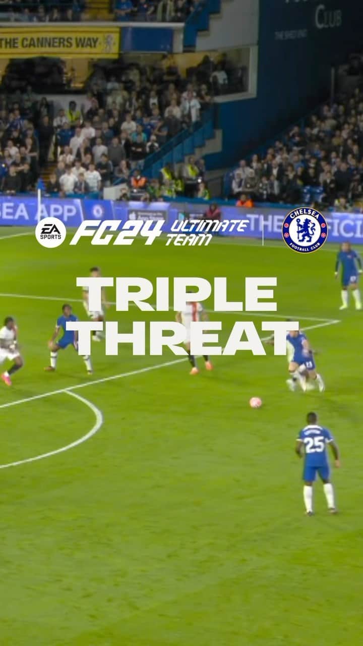 チェルシーFCのインスタグラム：「@conorgallagher92, @frankirby and @therealjoecole! 🤝    Create more triangles on the pitch with the Triple Threat of Chelsea!    Available now! 🎮   @EASPORTSFC | #FC24」