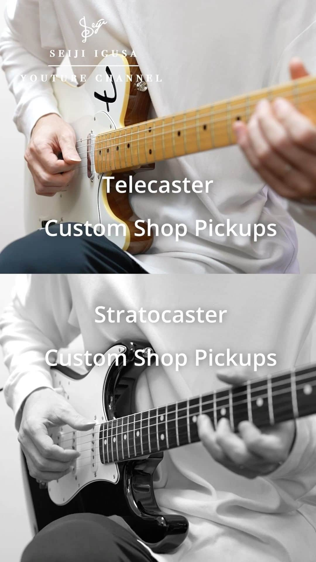 井草聖二のインスタグラム：「(Telecaster vs. Stratocaster) Custom Shop pickups. Which sound do you prefer?  #telecaster #stratocaster #fender #fendercustomshop」