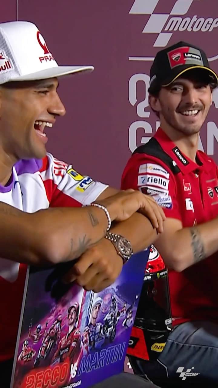 のインスタグラム：「If I become the 2023 #MotoGP World Champion, I will... 🏆 This week’s #MotoGPSocial is meant to be saved for the near future! ✅ Will @89jorgemartin take some time off? 📴 Or will @pecco63 organise the most perfect wedding? 🤵👰  #QatarGP 🇶🇦 #PECCOvsMARTIN #MotoGP #PeccoBagnaia #FB1 #JorgeMartin #JM89」