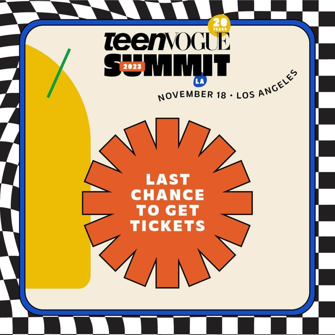 Teen Vogueのインスタグラム：「It's your *last chance* to get tickets for #TeenVogueSummit! Join us in LA on Nov. 18 to celebrate 20 years of Teen Vogue with your fave artists, change-makers and more. #linkinbio for tickets! ☀️」