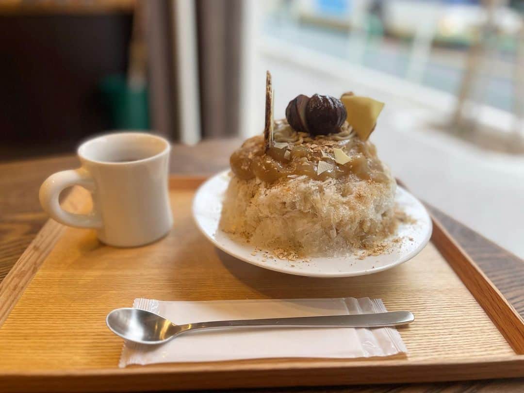 原田麻子のインスタグラム：「モンブラン  大好きなモンブラン何度でも食べたい 黒糖ラム好きすぎて  #かき氷#かき氷🍧#おやつ#ごはん#sweets#shaveice#東京かき氷」