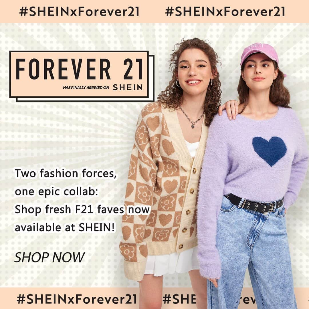 FOREVER 21のインスタグラム：「Keep your eyes peeled for our exciting new partnership with Forever 21 – talk about a power couple! 💪 Get ready for a style revolution and stay tuned for more details.🎉🥂  #SHEINxForever21」