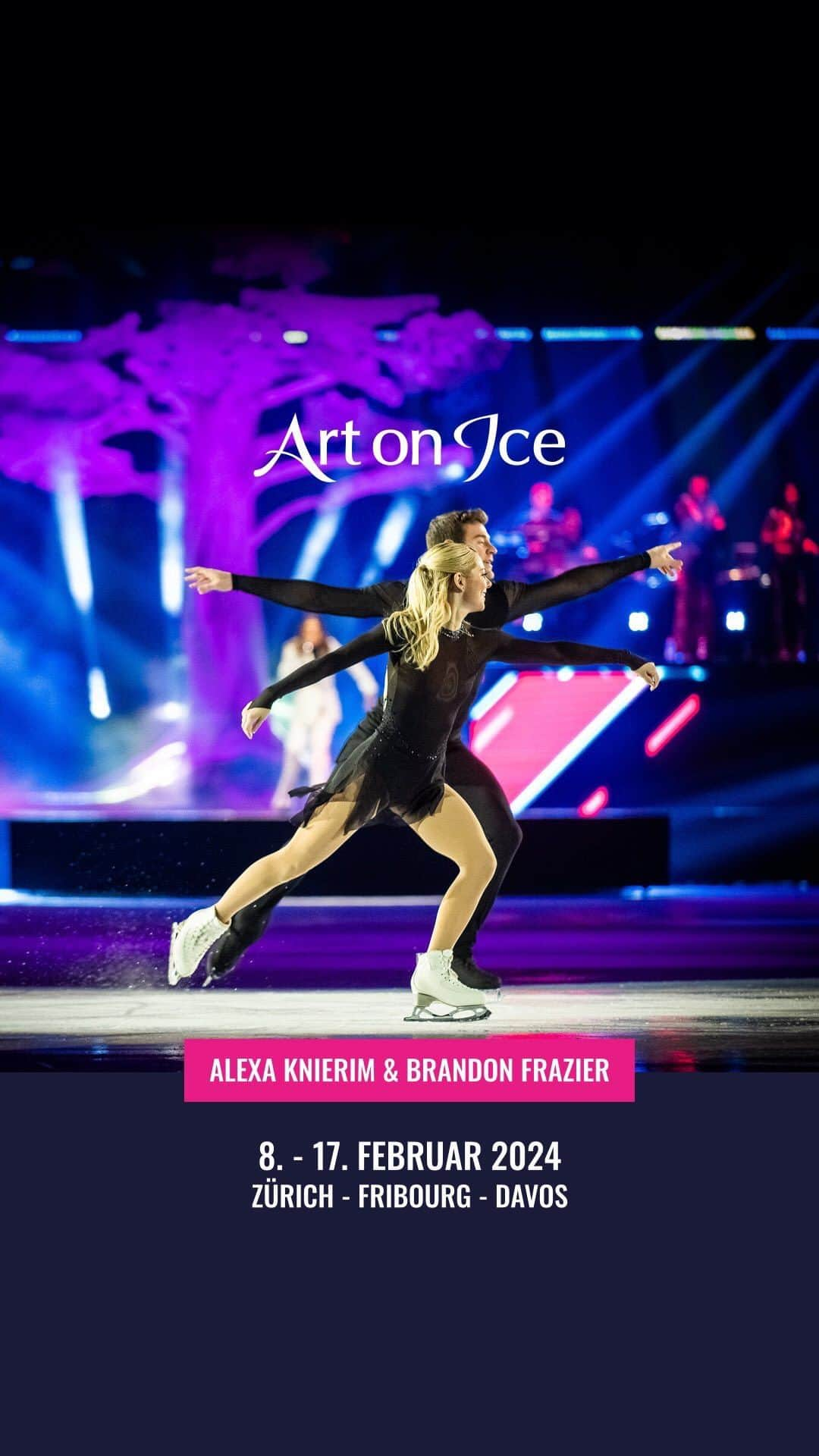 アレクサ・シメカのインスタグラム：「Auf dem Eis bei Art on Ice: @alexa_knierim und @brandon_f1992 💙  Ihr dürft euch freuen 👏 Auch im Jahr 2024 ist das Eiskunstduo wieder mit auf Tour❗ Alexa Knierim und Brandon Frazier bilden seit 2020 ein eindrucksvolles Paar auf dem Eis ⛸️ Mit ihren Eiskünsten sicherten sie sich 2021 den Titel der US-amerikanischen Meisterschaften und erfüllten sich bei den Weltmeisterschaften in Montpellier ihren Traum von der Goldmedaille 🥇 Zudem sind sie das erste amerikanische Paar, das in einer einzigen Saison zwei Grand Prix-Veranstaltungen gewonnen hat 💥 Mit der Silbermedaille bei den Weltmeisterschaften in Turin krönten sie ihre erfolgreiche Saison 2023 🥈  English: On the ice at Art on Ice: @alexa_knierim and @brandon_f1992 💙  You can be excited, the ice art duo will be back on tour with us❗ Alexa Knierim and Brandon Frazier have been an impressive pair on the ice since 2020 ⛸️ Their ice skills secured them the 2021 US Championships title and fulfilled their dream of a gold medal at the World Championships in Montpellier 🥇 They are also the first American pair to win two Grand Prix events in a single season 💥 They crowned their 2023 season successfully with a silver medal at the World Championships in Turin 🥈  #ArtonIce #ArtonIce2024 #AlexaKnierim #BrandonFrazier #Schweiz #Zürich #Fribourg #Davos #figureskating #eiskunstlauf #patinageartistique #patinage」