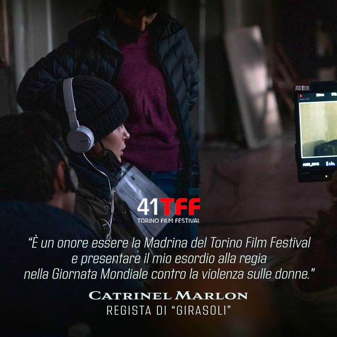 カトリネル・メンギアのインスタグラム：「#Girasoli Il film parla di donne e di violenza , ma anche di legami , di Fragilità e di Emozioni forti che danno nuove speranze , verrà presentato durante la #GiornataMondialeControLaViolenzaSulleDonne  In anteprima al @torinofilmfestival il 25 novembre .   #CatrinelMarlonGirasoli #MasiFilm   @pluralagency @masifilm_official  Casting :  @ade.gallo @maxpacifico  @gagi7825  cast @gaiagirace, @mariarosaria.mingione, @monicaguerritore, Pietro Ragusa @doraromano_official @davide_cirri @angelaciaburri @pietrogiull @nico.civetta @_mariopirrello_  @rodicalazar @fed.cit @_franca_abategiovanni   coproducer Tudor Reu, Joseph Rouschoup @princess_isabella_de_ligne   screenplay @catrinelmarlon, @heidrunschleef , @leif_jou  @fabrizia.iacona   director of photography Fabio Zamarion editor Massimo Quaglia @mediafenix_postproduction   set designer @toninozera  costume designer @nicoletta_ercole @ginevrapolverelli @luisa.ma  executive producer Mauro Calevi post production @mediafenix_postproduction  sound @magaradavide  hair&makeup @francescatampieri_muh_designer  @daniela.tosco   music @alex3368  stills photographer @giovannideangelis1  press office @manzopiccirillo」