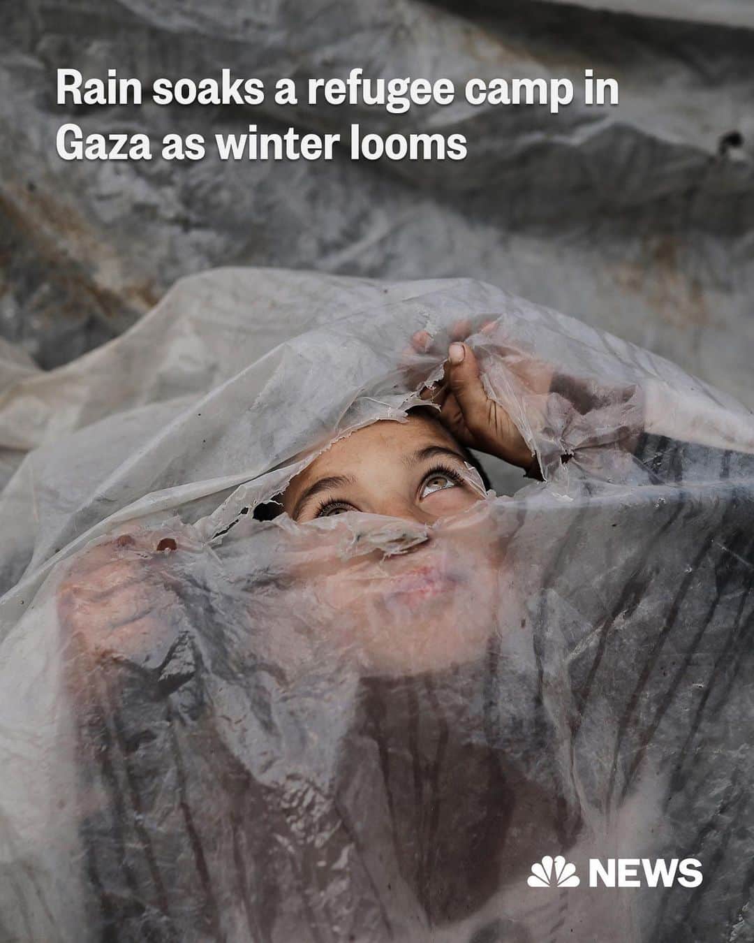 NBC Newsのインスタグラム：「Heavy rain in Gaza on Tuesday brought new concerns and challenges for those living in the Palestinian enclave, many of whom are homeless and living in makeshift tents after weeks of Israeli bombardment.  The start of the rainy season and the possibility of flooding increased fears that the densely populated enclave’s sewage system will be overwhelmed and disease will spread.  Ahmed Bayram, a spokesperson for the Norwegian Refugee Council, said the start of the rainy season could mark “the most difficult week in Gaza since the [military] escalation began.”  “Heavy rains will mean more impeded movement for people and rescue teams,” he said. “It will make it harder to save people stuck under the rubble, or to bury the dead, all of this amidst ceaseless bombardment and a fuel shortage catastrophe.”  Read more at the link in the bio.」