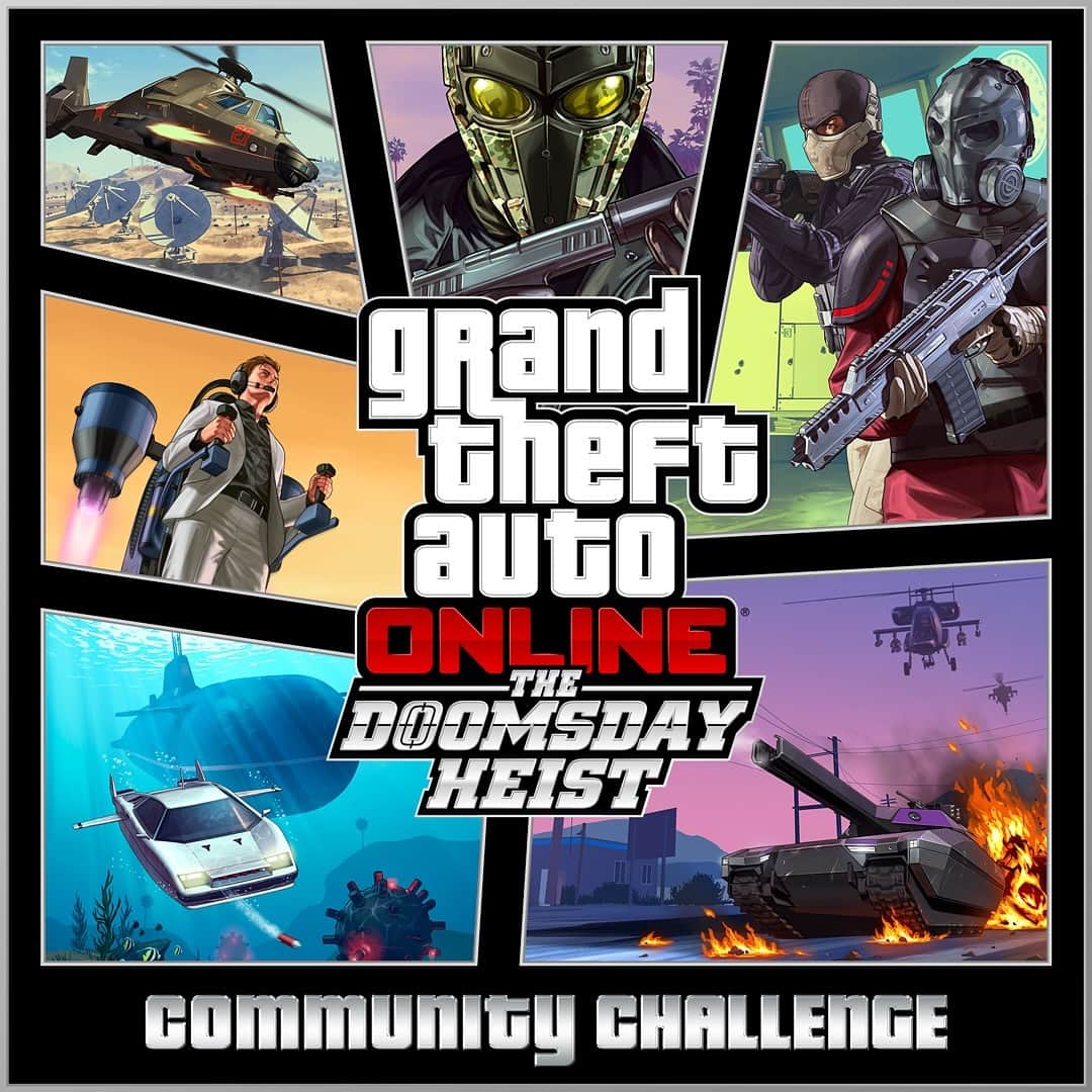 ロックスター・ゲームズのインスタグラム：「In The Doomsday Scenario Community Challenge, the stakes of our community-wide challenge series climb to new, dizzying heights this week.   Unite for a cumulative take of over GTA$100B on Act III of The Doomsday Heist in the latest challenge, and unlock a new livery for the legendary Pegassi Zentorno in GTA Online later this year.   Get Double GTA$ and RP on The Doomsday Scenario Finale and all Prep Missions. Plus, 3X Rewards on new Community Series selections, and more.   Visit the link in our bio for more details at the Rockstar Newswire.」