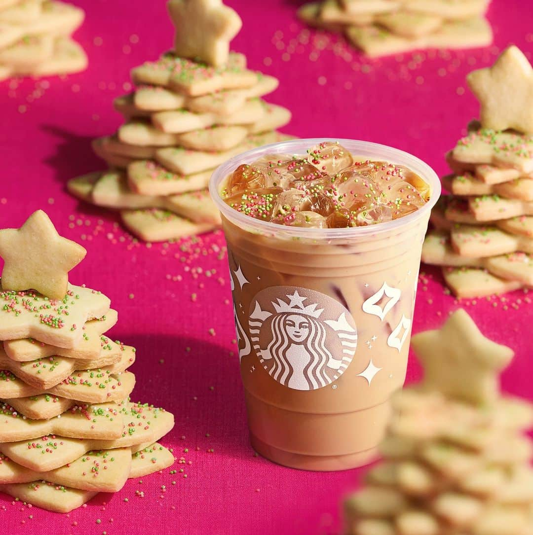 Starbucksのインスタグラム：「Sprinkle on the cheer. Iced Sugar Cookie Almondmilk Latte is here.」