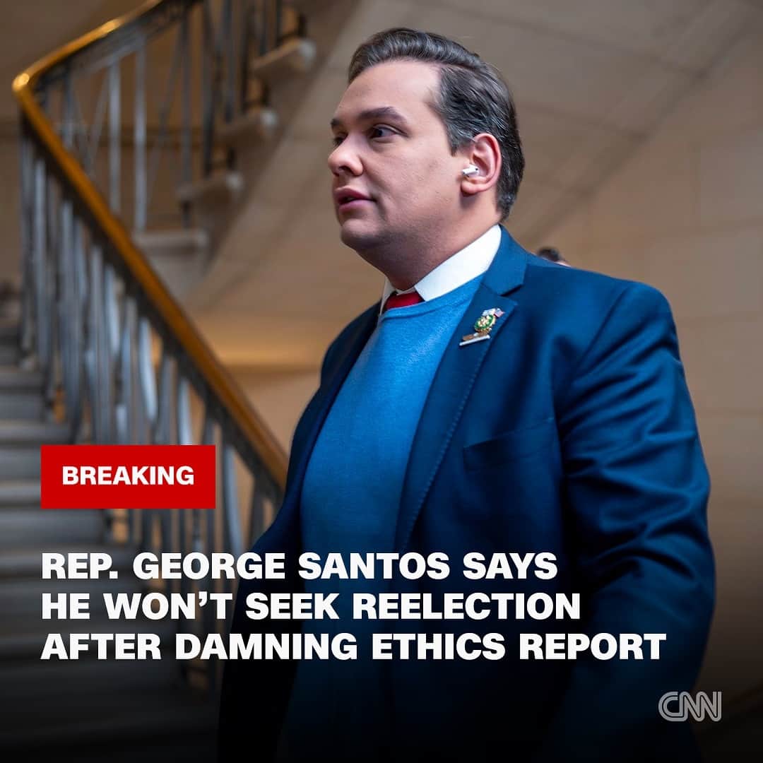 CNNのインスタグラム：「Republican Rep. George Santos announced he will not seek reelection to the House next year, following the Ethics Committee’s release of its long-awaited report on Thursday, concluding that there is “substantial evidence” that the New York congressman used campaign funds for personal purposes.  The report said Santos engaged in “knowing and willful violations” with regard to financial disclosure statements filed with the House, and “knowingly caused his campaign committee to file false or incomplete reports with the Federal Election Commission.”  Read more at the link in our bio.  📷: J. Scott Applewhite/AP」