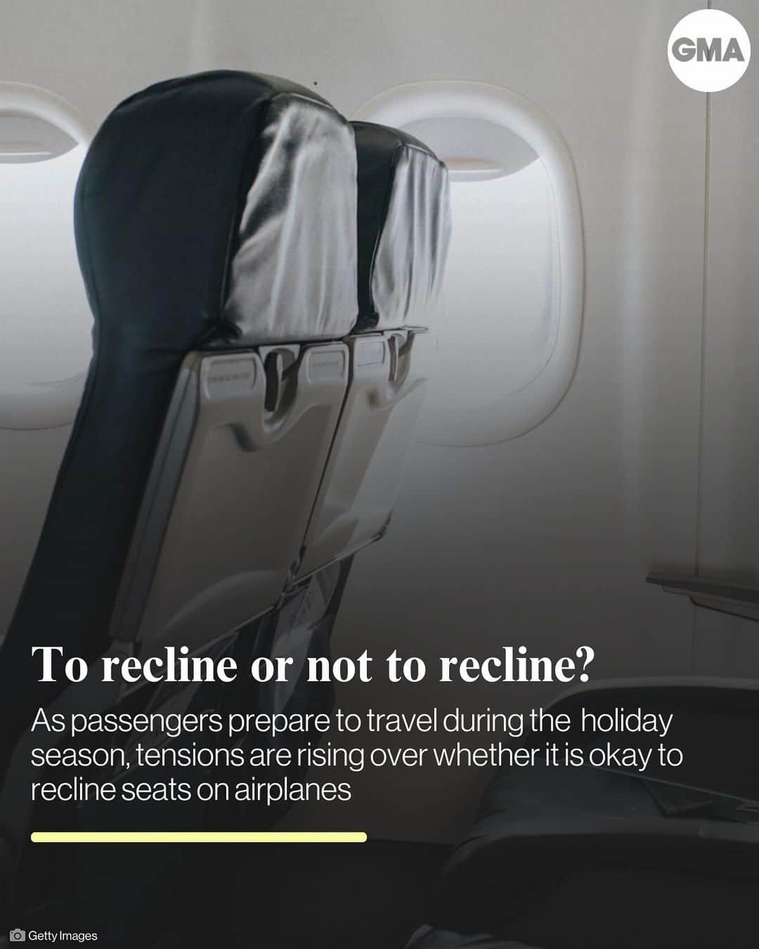 Good Morning Americaのインスタグラム：「To recline or not to recline? That is the question sparking a big debate with plane passengers. ✈️  More at the link in bio.」