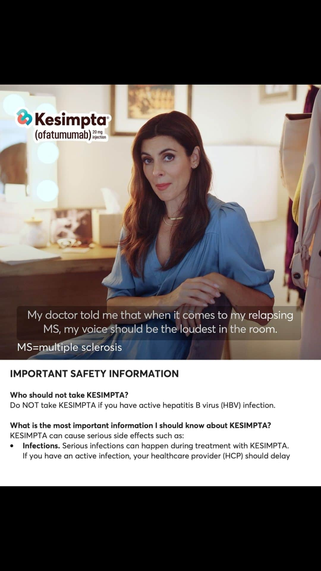 ジェイミー=リン・シグラーのインスタグラム：「#Sponsored My MS specialist likes to remind me: when it comes to my relapsing MS, “your voice needs to be the loudest in the room.” I’ve honestly taken this to heart. Speaking up for myself has changed so much for me. Together, we found the treatment plan that works for me and my schedule because I can take it at home or on the go—that’s KESIMPTA. Please see Full Prescribing Information, including Medication Guide, at link in @kesimpta_ofatumumab bio.   Sponsored by Novartis Pharmaceuticals Corporation and intended for US audiences only.」