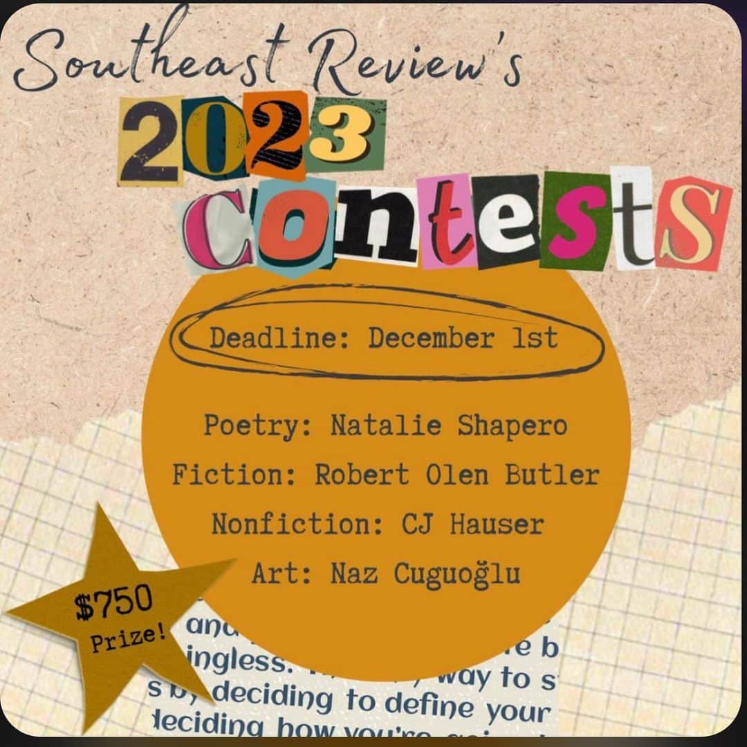 Art Collective Magazineのインスタグラム：「ARTISTS WANNA WIN $750!?  Here’s how! 👇👇 @southeastreview  Welcomes new submissions to their yearly art contest!  This year’s judge is renowned curator Naz Cuguoglu.  The prize is $750 and entry fee only is $16. They take all mediums! Be sure your work is photographed and/or recorded very clearly.  Portfolios should contain 5-8 pieces, but feel free to try anything! Submit here: https://www.southeastreview.org/writing-contests (Clickable link will be in art collectives story) The deadline is December 1, but may be extended. Stay tuned for upsates! Feel free to share this with fellow artists and art lovers! Thank you 🖤」