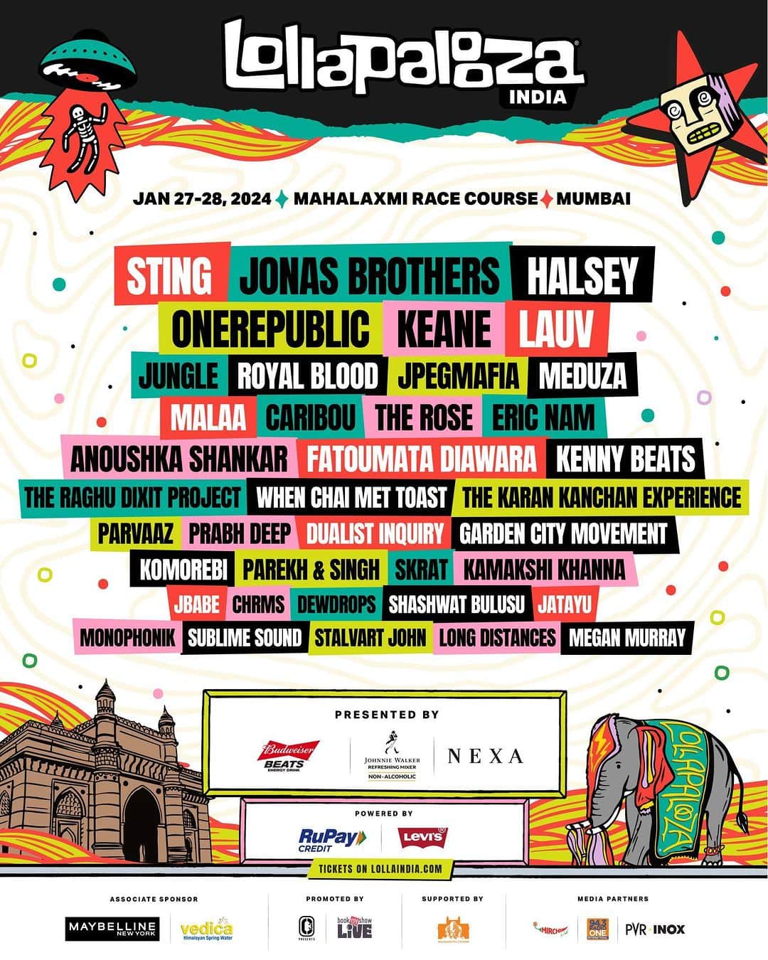 スティングのインスタグラム：「Mumbai! See you in January at @lollaindia 🎸」