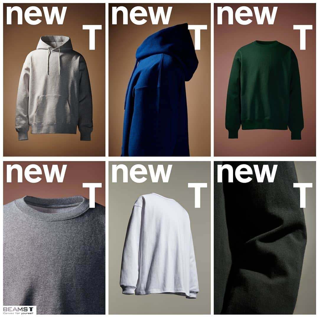 BEAMS MENのインスタグラム：「… BEAMS T 『new T』 11.25（Sat）Release  Canvas for yourself  生地の風合いやカラーそのものを純粋に楽しむ。 魅力的なグラフィックやメッセージを載せる。 どちらにも適した理想のボディとして誕生した、 BEAMS T のオリジナルボディプロジェクト「new T」。 そのラインナップに、ロングスリーブT シャツ、  クルーネックスウェット、スウェットフーディーが 新たに加わりました。 私たちはブランクボディの品質と向き合い、 いろんな個性を映し出す「着るキャンバス」の可能性を もっともっと広げていきます。   Art Direction:@takahiro_yasuda @shinknownsuke  Copywriter:@r.suzuki  Photography:@makototakeuchips Retouch:@andytrowa  Design Assistant:@ufo_girl01  Styling: ART POSITION  Producer: @biscco @shinichiro_ohira Production Manager: @fukudatroyippei Production: @cekai_jp  @beams_t @beams_official #beamst #beams #newt #canvasforyourself」