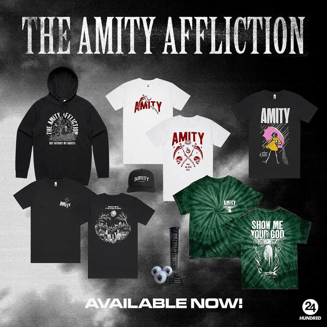 The Amity Afflictionのインスタグラム：「Another merch drop over at @24hundrednet including green tie dye 'Show Me Your God' tee and John Daly approved (we assume) golf set ⛳️ Link in stories」
