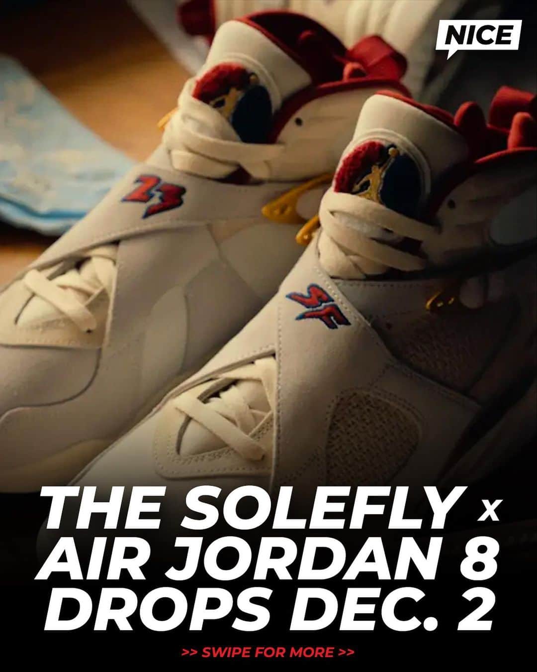 Nice Kicksのインスタグラム：「@solefly is celebrating baseball and Latino triumph for its 30th anniversary with a new “Mi Casa Es Su Casa” Air Jordan 8 collab ⚾️🔥 LINK IN BIO for more info 📲  @nicedrops: 12/2 for $225 🗓️」