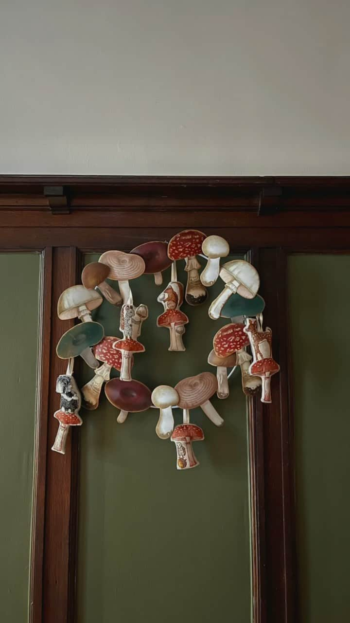 コーラル アンド タスクのインスタグラム：「Magic mushrooms ✨🍄 Our Mushroom and Animal ornament series are “fun guys” to add to wreaths this holiday season. We can’t get enough of the mushroom decor craze that we added our ornaments to the @johnderiancompany x Target mushroom wreath. We’re mad for mushrooms! ❤️」