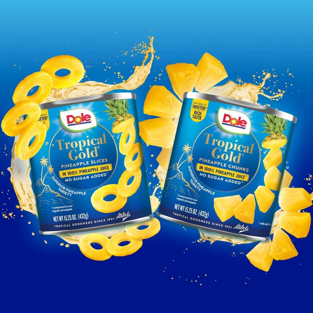 Dole Packaged Foods（ドール）さんのインスタグラム写真 - (Dole Packaged Foods（ドール）Instagram)「Just in time for the festivities, Dole® Tropical Gold® is a superior variety of pineapple that is naturally sweeter than our regular pineapple. 🤩 A holiday game-changer to make this season shine brighter! 💛 A delicious taste of the tropics, open this can of super sweet pineapple for...   🍍 A snack bursting with vitamin C 🍍 A tasty tropical topping 🍍 An upgrade to your favorite recipe   Now available nationwide in Pineapple Chunks and Slices! Click the link in bio to find it near you!」11月17日 5時00分 - dolesunshine
