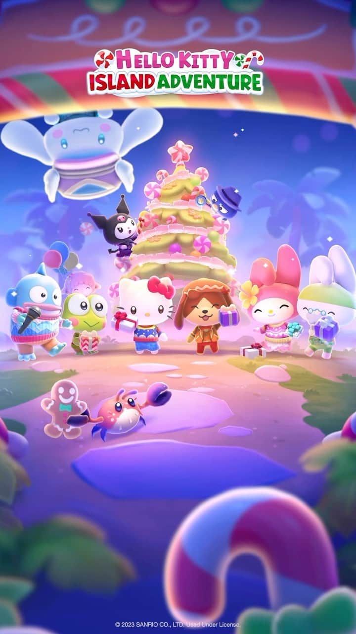 のインスタグラム：「⁠Hello Holidays! Join the holiday fun in #HelloKittyIslandAdventure starting tomorrow 🎄 ⁠ ⁠ Only on #AppleArcade 🕹️ Link in bio!」
