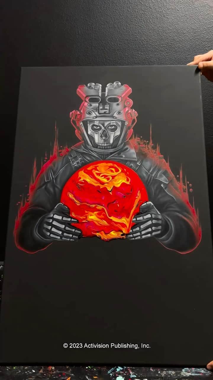 Call of Dutyのインスタグラム：「Melting for Ghost 💀 with acrylic artist @chrisjacoub 🫠 #MW3」