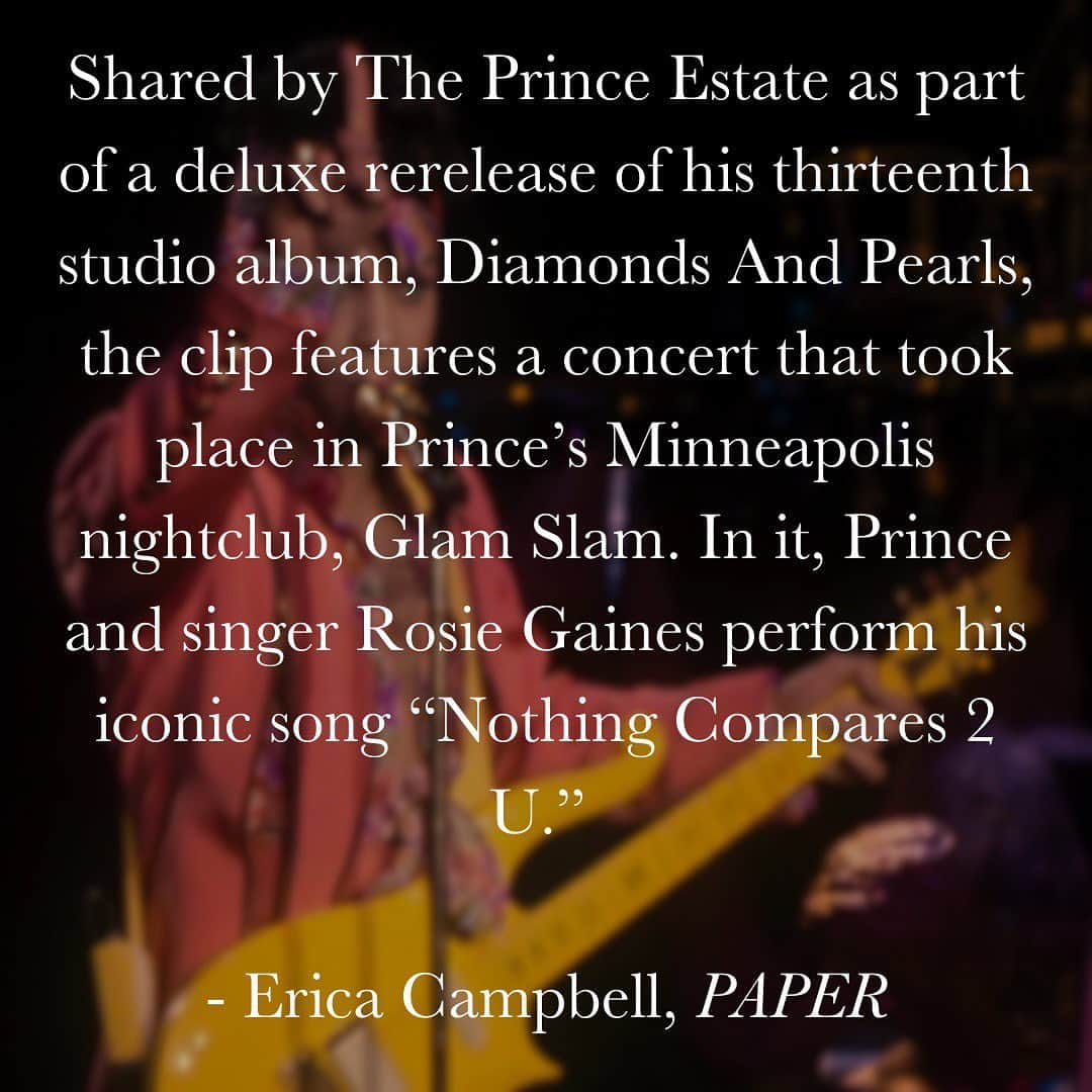 プリンスさんのインスタグラム写真 - (プリンスInstagram)「"Nothing Compares 2 U," live at Glam Slam has premiered in @papermagazine,  including a behind-the-scenes quote from director/cinematographer Scott McCullough.  Watch the video and read the article at the link in bio!」11月17日 6時08分 - prince