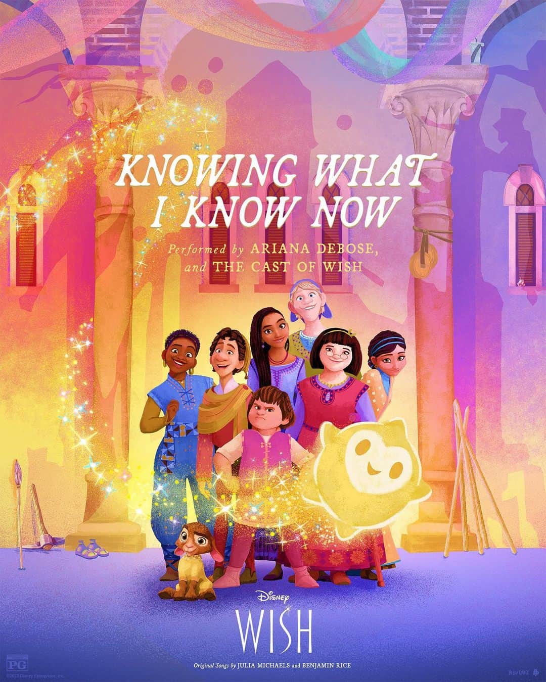 ウォルト・ディズニー・アニメーション・スタジオズのインスタグラム：「"Knowing What I Know Now" performed by Ariana Debose and the cast of Wish. 🤝 🗣️ 💫   See Disney's #Wish coming to theaters November 22. Get Tickets Now.  🎨: @bellagrace」