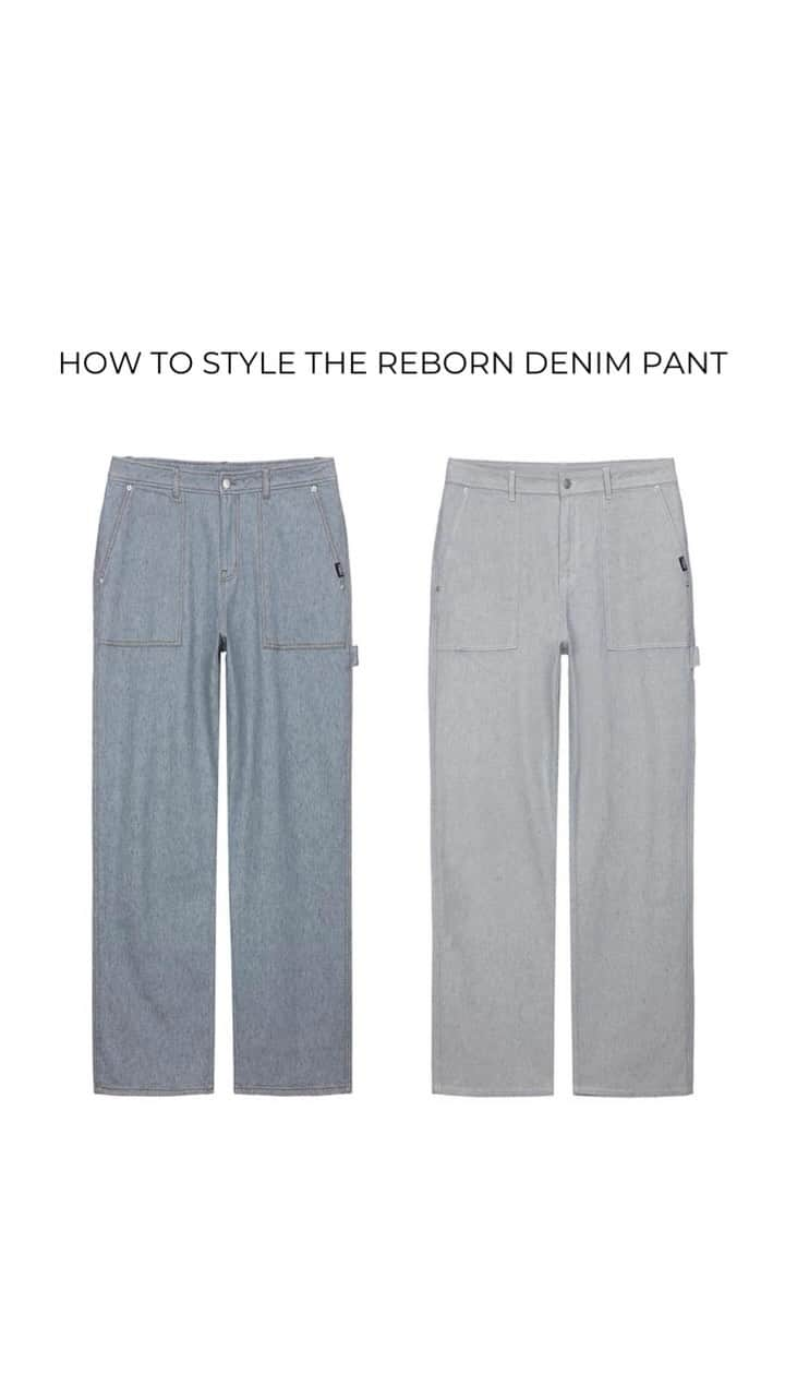 ナウのインスタグラム：「Classic comfort meets effortless style with our unisex ReBorn Denim Pants. Made with  Nau’s ReBorn Denim— undyed, woven recycled denim and BCI cotton, these pants are a trendy take on vintage workwear carpenter jeans. Pair them with a cozy cardigan and chunky loafers for that sophisticated vibe or rock a casual look with sneakers, a hoody, and those beats 🎶🎧  #ootd #recycleddenim #stylingdenim #denimstyle #wearingvsstyling #howtostyle #pdxstyle #casualchic #casualoutfit #bcicotton #reborndenim #consciousfashion #undyeddenim」