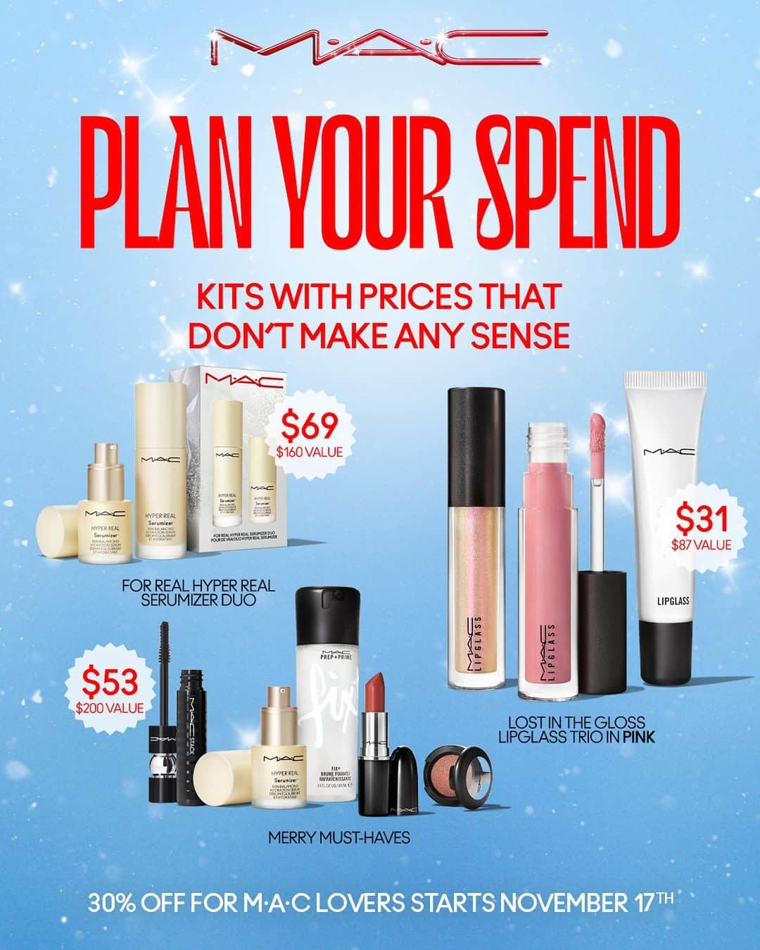 M·A·C Cosmetics Canadaのインスタグラム：「We’re not kidding when we say we’ve got the best holiday deals this year. 💅🛍️✨  One more day until #BlackFriday savings start November 17 for M·A·C Lover loyalty members. Sign up at the 🔗 in bio.」