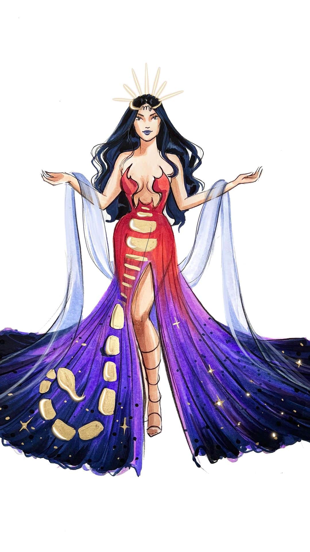 Holly Nicholsのインスタグラム：「Scorpio Season 3 ♏️🦂 #scorpio #asmr #copic #astrology #fashionillustration #illustration #copicmarkers #scorpioseason #zodiac」