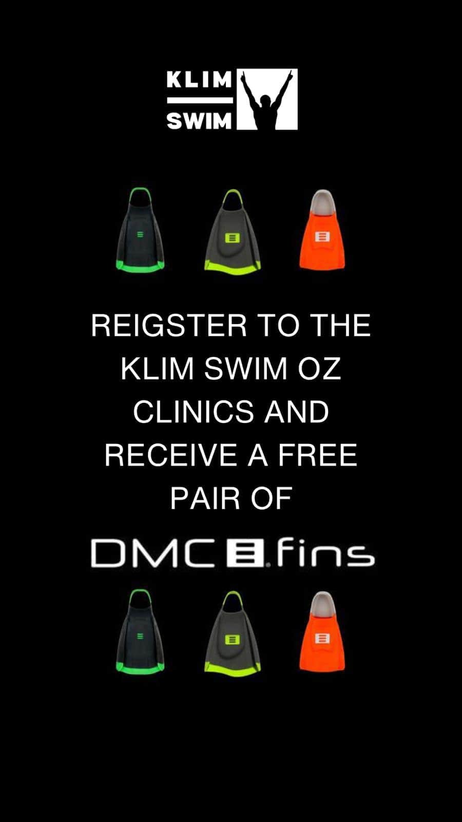 マイケル・クリムのインスタグラム：「Huge news!!! All participants in the upcoming @klimswim clinics will receive a FREE pair of @dmcfins fins. Register now at www.klimswim.com or head to the link in my bio. @hawkebr @swimpine Klim Swim #clinics DMC fins @worldseriesswims」