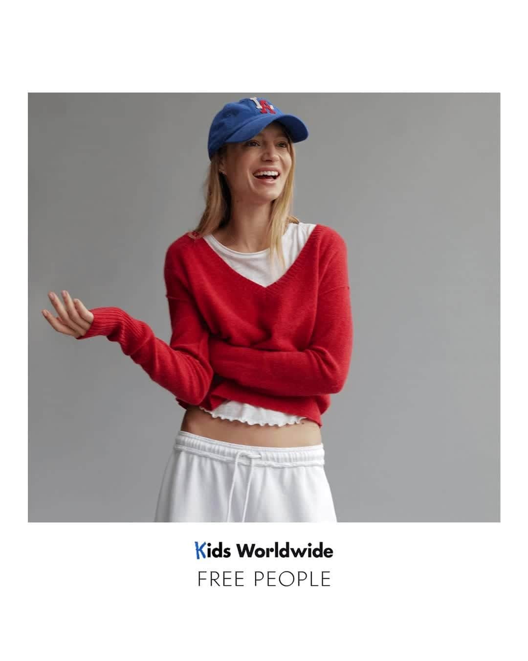 のインスタグラム：「A matching set that means more? Link in bio to shop the @kidsworldwide X Free People limited collection; designed by kids, reinvested in the community.」
