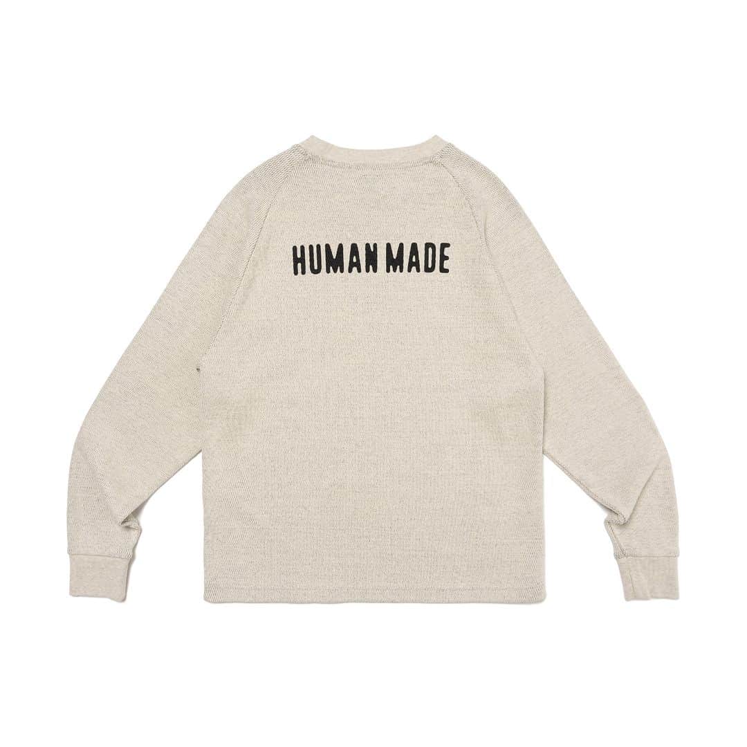 HUMAN MADEさんのインスタグラム写真 - (HUMAN MADEInstagram)「"THERMAL L/S T-SHIRT” will be available at 18th November 11:00am (JST) at Human Made stores mentioned below.  11月18日AM11時より、"THERMAL L/S T-SHIRT” が HUMAN MADE のオンラインストア並びに下記の直営店舗にて発売となります。  [取り扱い直営店舗 - Available at these Human Made stores] ■ HUMAN MADE ONLINE STORE ■ HUMAN MADE OFFLINE STORE ■ HUMAN MADE HARAJUKU ■ HUMAN MADE SHIBUYA PARCO ■ HUMAN MADE 1928 ■ HUMAN MADE SHINSAIBASHI PARCO ■ HUMAN MADE SAPPORO  *在庫状況は各店舗までお問い合わせください。 *Please contact each store for stock status.  サーマル生地のロングスリーブTシャツ。フロント左前のハートワッペンがポイントです。バッグにはフロッキープリントでブランドロゴが表現されています。  Long-sleeve T-shirt in thermal fabric. The design includes a flocky foam printed logo on the back and a heart badge on the left chest.」11月17日 11時10分 - humanmade