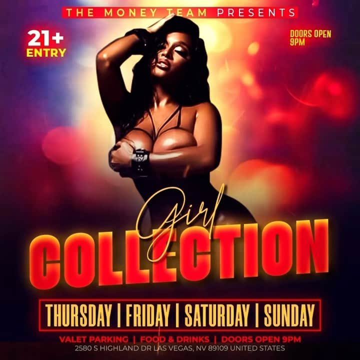 フロイド・メイウェザー・ジュニアのインスタグラム：「GIRL COLLECTION IS THE PLACE TO BE IN VEGAS ALL WEEKEND LONG  DOOR OPENS @ 9:00pm   •THURSDAY •FRIDAY •SATURDAY •SUNDAY  Must be 21 To Enter.  Ladies are welcome with or without male companion.  Come party at the best most luxurious venue in Las Vegas “Girl Collection”  GIRL COLLECTION 2580 S Highland Dr Las Vegas, NV 89109 1 -(844) 447-5758  #GirlCollection」