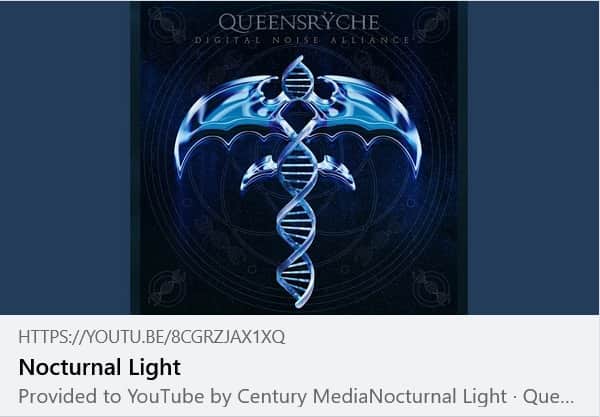Queensrycheのインスタグラム：「"Nocturnal Light" (audio) from Digital Noise Alliance: https://youtu.be/8CGrzJaX1XQ?si=CcZGUEcRF3yk05Sm (Please click link in our Bio to listen to this tune and more!!) Composer, Lyricist: Eddie Jackson #queensryche #dna #centurymediarecords」