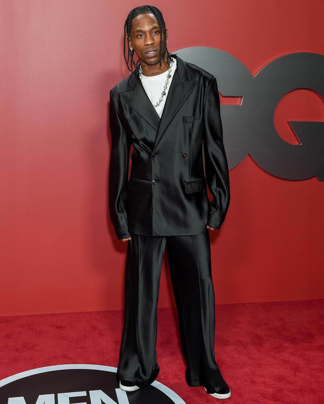 Maison Margielaのインスタグラム：「Travis Scott in Maison Margiela Icons black silk bias-cut suit at the GQ Men of the Year 2023 party」