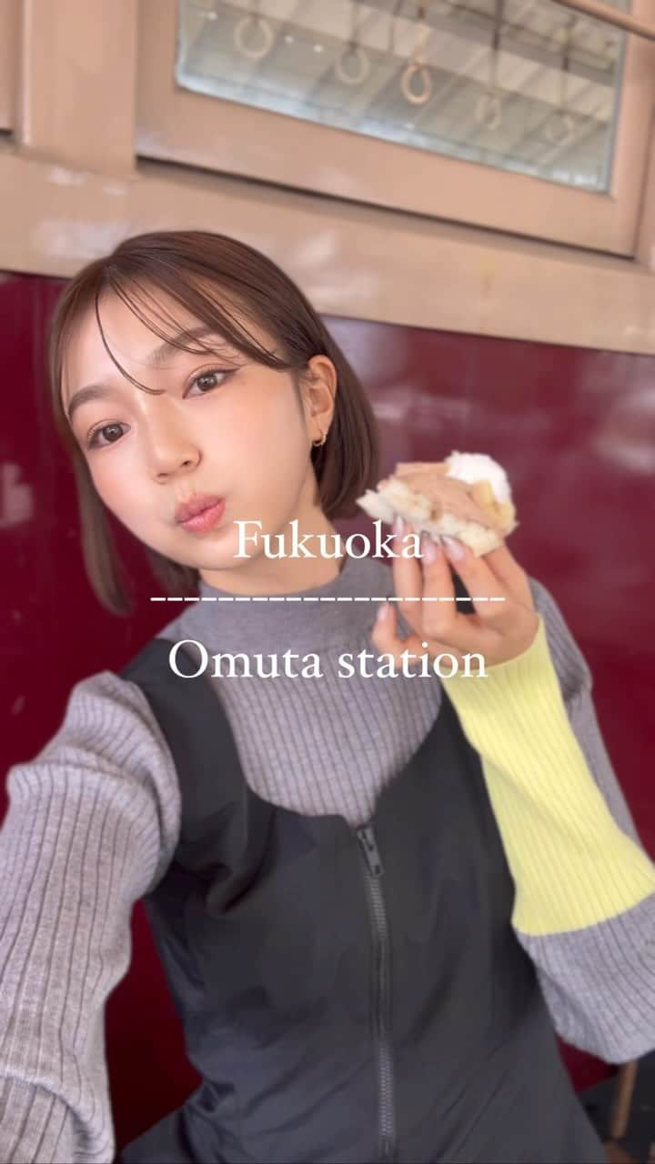 美舞のインスタグラム：「. . 福岡県西鉄大牟田には、電車のカフェがあるよ♡ 可愛くておしゃれで、でも電車。 フルーツサンドもコーヒーも美味しいから行ってみてね♡ . #大牟田駅　#福岡　#西鉄　#福岡カフェ　#福岡観光　#フルーツサンド　#電車好き #電車　#電車旅」