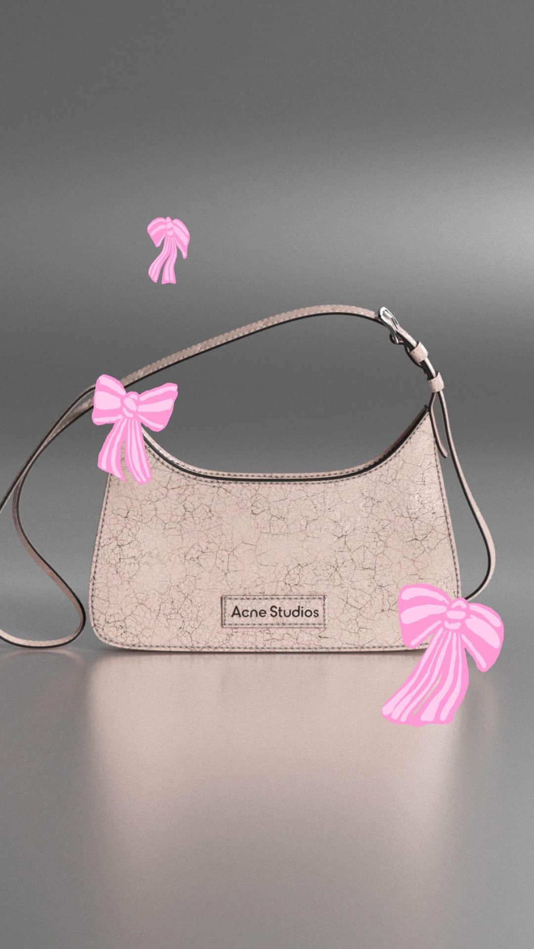 Acne Studiosのインスタグラム：「On everyone’s wishlist: the #Platt bag in soft #AcneStudios pink. Discover all our leather goods, ideal for festive gifting, available now.」