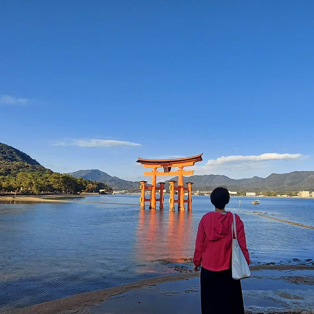 島本美由紀のインスタグラム：「・ 厳島(宮島) 曇&雨予報でしたが奇跡的に晴れ☀️ 神様ありがとうございます✨ せっかくなので弥山の山頂まで プチ登山🥾 明日は筋肉痛かな💦  #弥山  #広島  #宮島  #奇跡的に晴れ  #プチ登山」