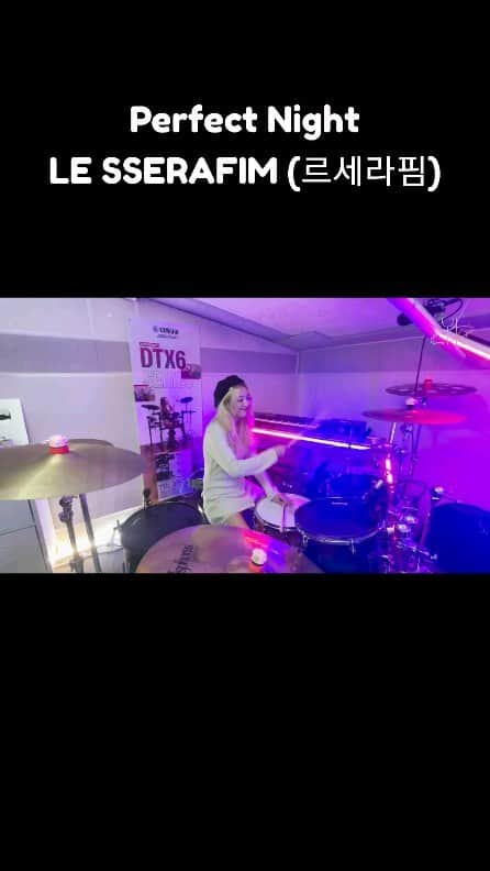 You Kyungのインスタグラム：「Perfect Night _ LE SSERAFIM(르세라핌) Drum Cover  #르세라핌 #perfectnight #lesserafim #perfectnightlesserafim #drumcover #challenge」