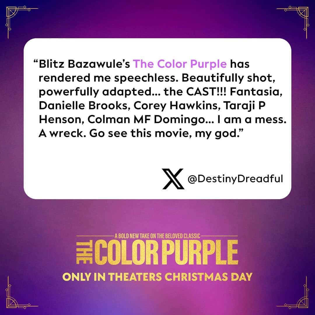 Warner Bros. Picturesさんのインスタグラム写真 - (Warner Bros. PicturesInstagram)「Discover the magic of #TheColorPurple 💜Only in theaters Christmas Day.」11月17日 16時58分 - wbpictures