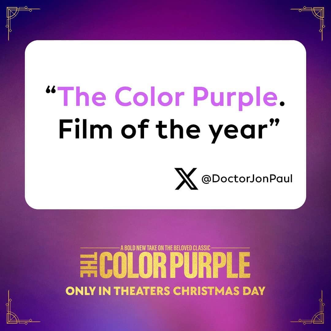 Warner Bros. Picturesのインスタグラム：「Discover the magic of #TheColorPurple 💜Only in theaters Christmas Day.」