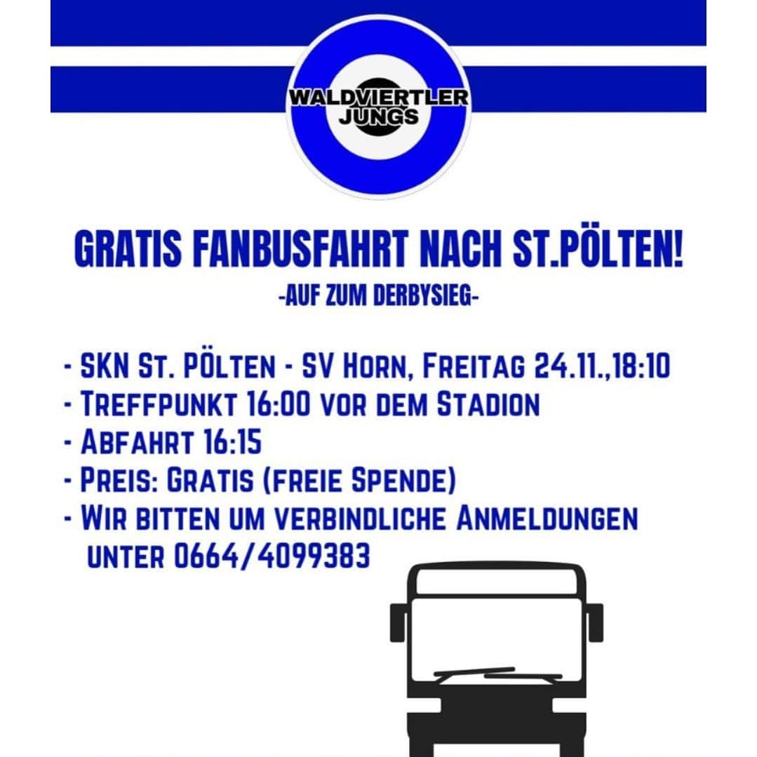 SVホルンのインスタグラム：「Unsere 🌲-viertler Jungs haben eine GRATIS Fanbusfahrt für das Nö-Derby organisiert.🙌🏼」