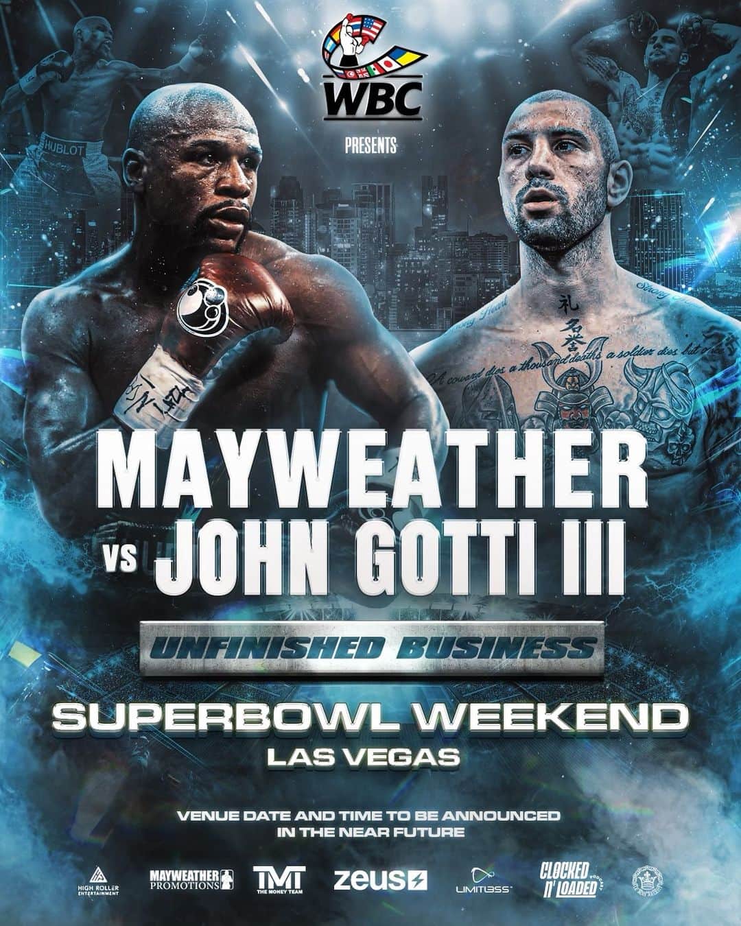 フロイド・メイウェザー・ジュニアのインスタグラム：「Kicking off Super Bowl Weekend- Unfinished Business. See you in Las Vegas. More details Soon!!」