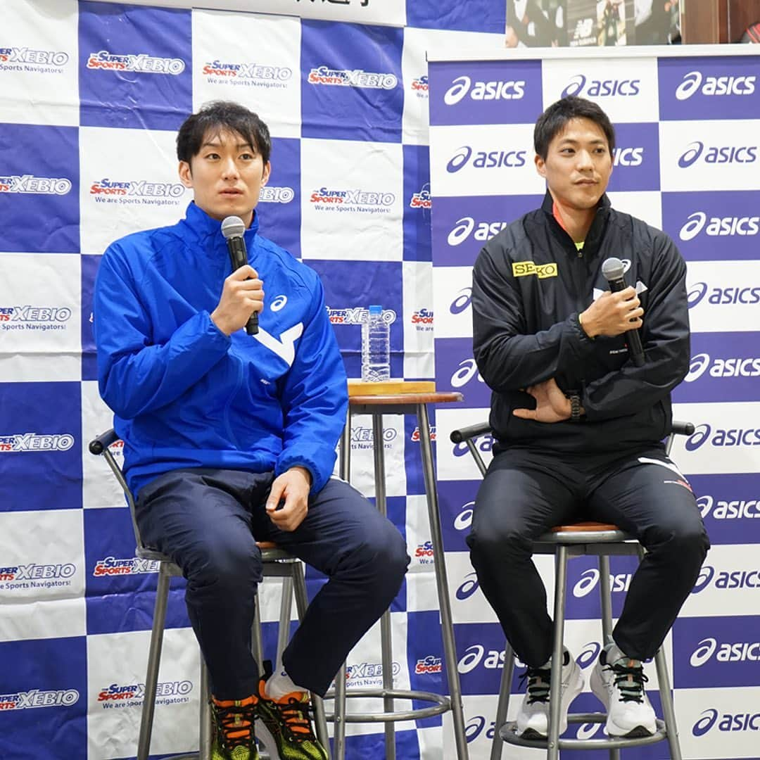 柳田将洋のインスタグラム：「スーパースポーツゼビオセブンパークアリオ柏店で #柳田将洋 選手と #山縣亮太 選手のトークイベントを開催！  トークショーやサイングッズが当たる抽選会を実施！ これからも #AIMTRG 　(エイムトレーニング） は 両選手の志をサポート！  #ASICS #アシックス #ASICSTraining #エイムトレーニング @xebio_supersports_official」