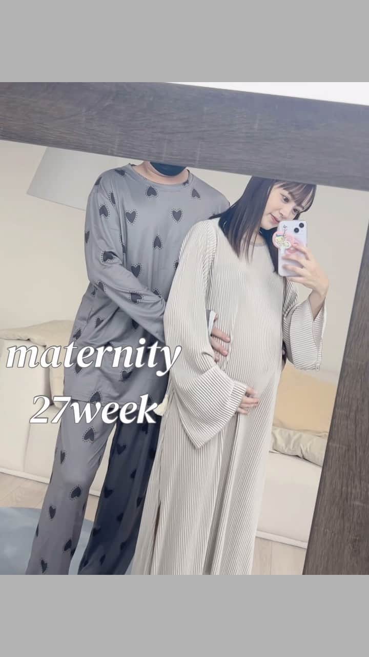 浜田翔子のインスタグラム：「maternity coordinate 27week 商品とお得なクーポンコードはYouTubeカブしょこ を観てください♡ #妊娠27週 #妊娠後期　#マタニティコーデ #shein #SHEIN購入品　#妊娠8ヶ月」