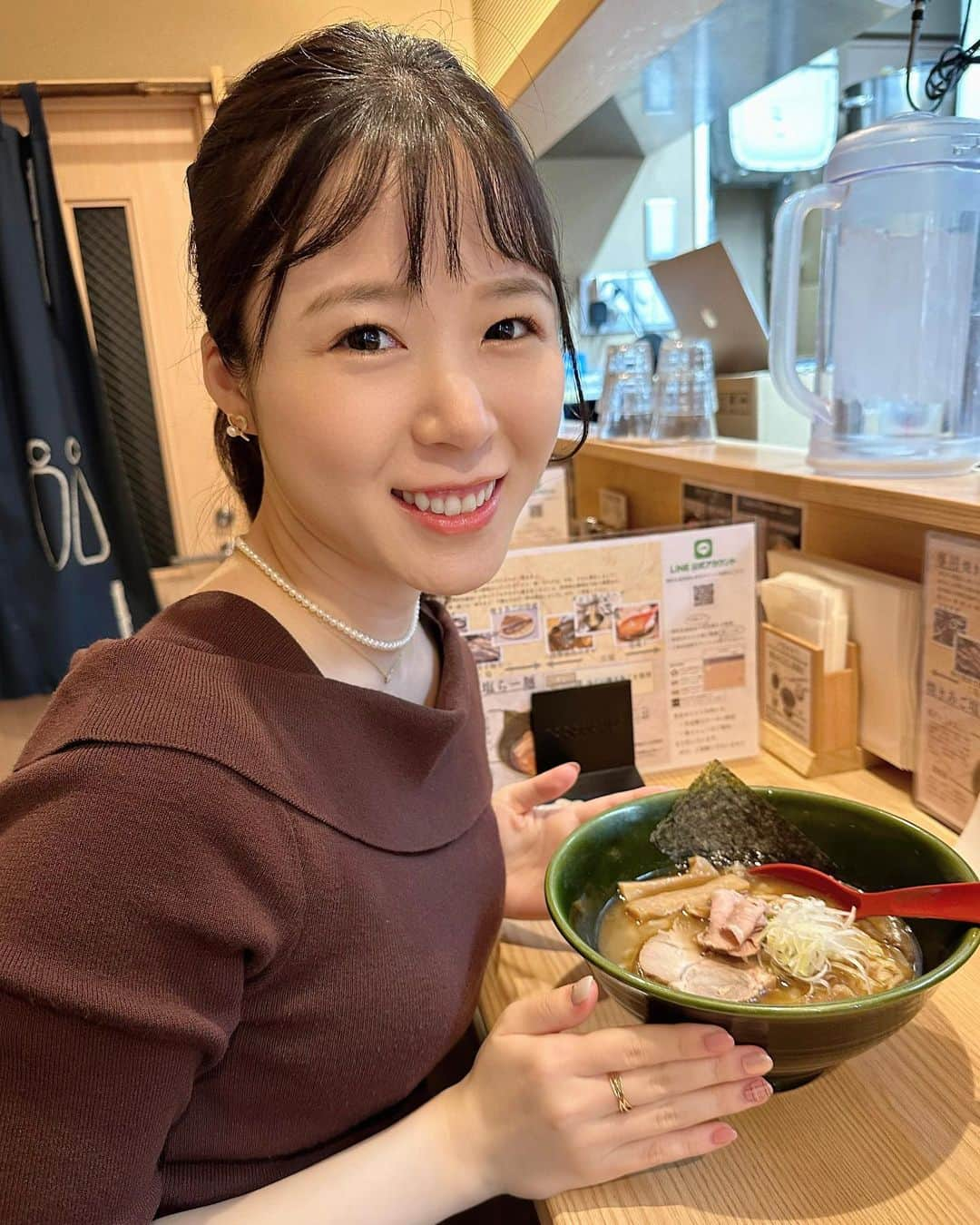 田中碧のインスタグラム：「【🍜】 ⁡ 寒いとあったかいものが食べたくなる✨ ⁡ 今年は10月中にインフルエンザの予防接種も 済ませました💪 ⁡ ⁡ #ラーメン #焼あご塩らー麺たかはし #塩ラーメン #東京ラーメン #恵比寿ラーメン #牡蠣グラタン #ramen」